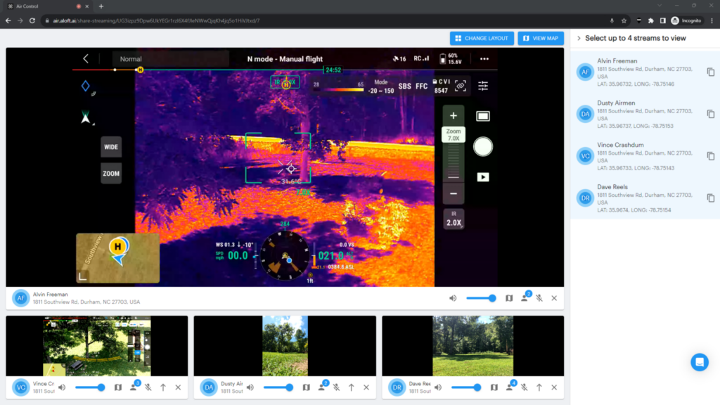 Screenshot of Aloft's new multi-view unlimited streaming software